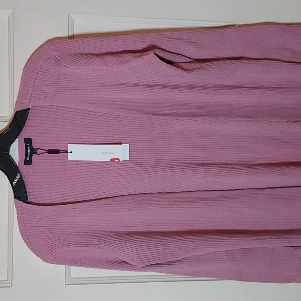 525 America Ribbed Knit Duster Sweater Dusty Lilac Large - Picture 2 of 11